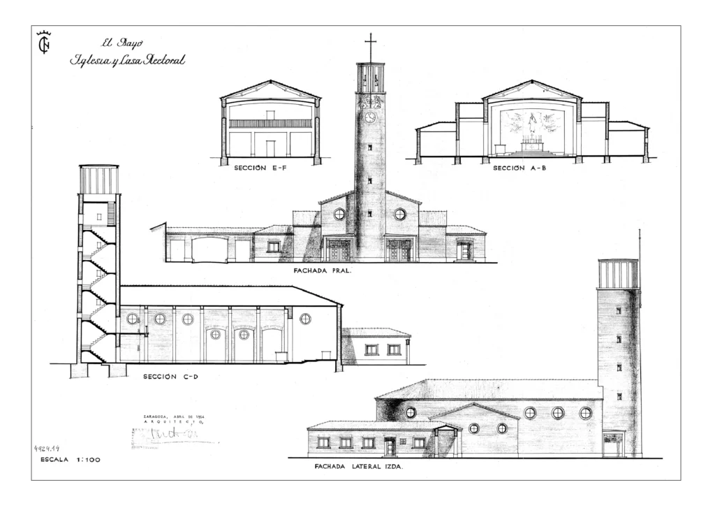 04 Plano-B_ Pueblo de El Bayo Iglesia y Casa rectoral fachadas