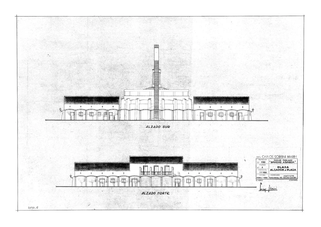 07 Plano D - Nuevo poblado Sancho Abarca - Plaza y alzados a plaza