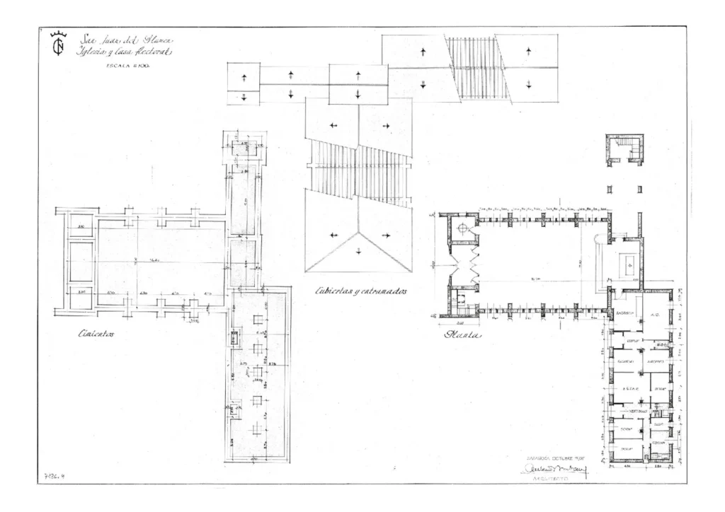 13 Plano-E Pueblo de San Juan de Flumen Iglesia y casa rectoral