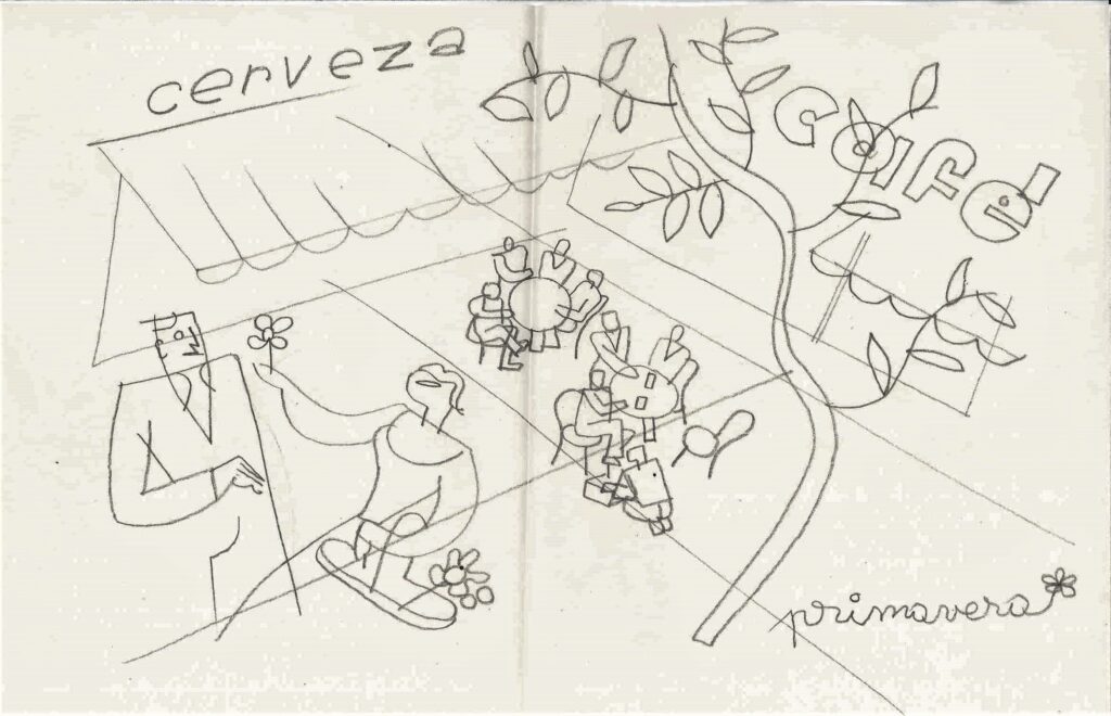 Boceto café Salduba mural primavera - José Borobio